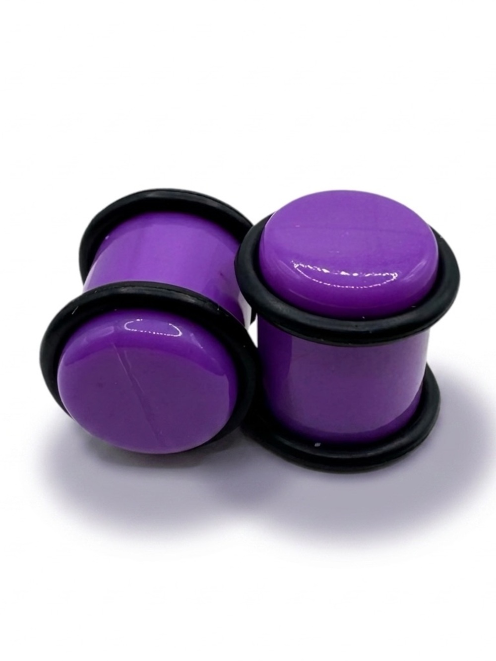 Pair 00g Purple Acrylic Ear Gauges Plugs Body Piercing Jewelry Grooved 1 Pair